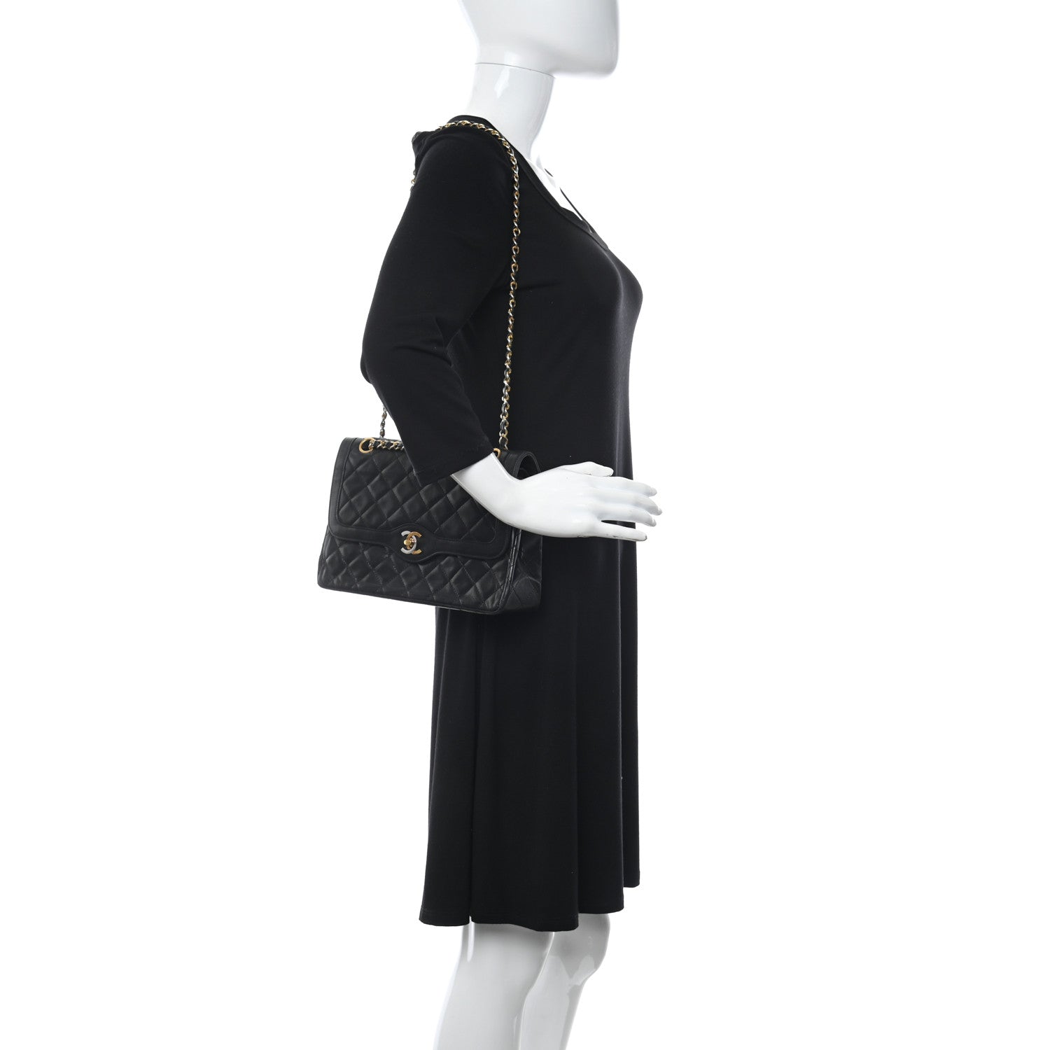 Chanel Lambskin Quilted Medium Double Flap Bag Black 2 of 12