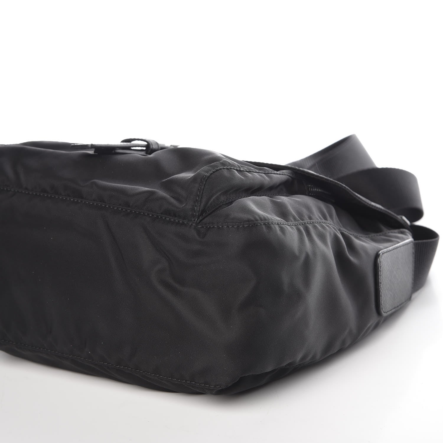 Prada Nylon Vela Saffiano Single Buckle Messenger Shoulder Bag Black 10 of 10