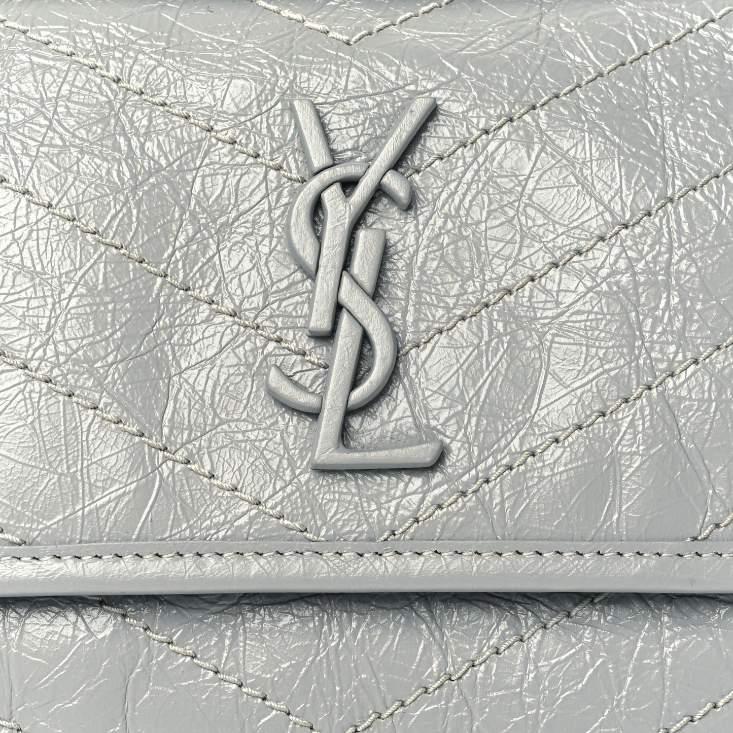 Crinkled Calfskin Matelasse Monogram Baby Niki Chain Satchel Granite
