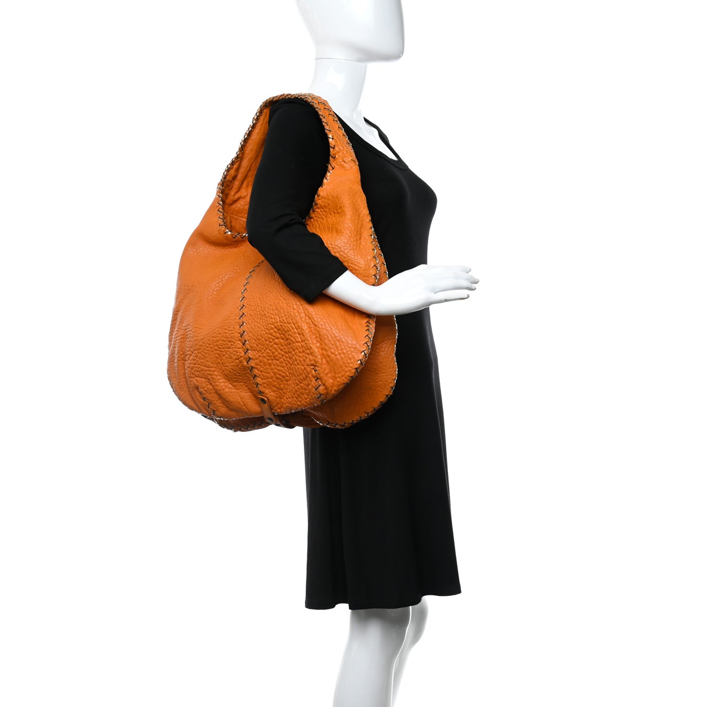 Calfskin PVC Large Double Compartment Hobo Orange