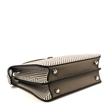 Fendi Cuoio Romano Striped Macro FF Bicolor Mini Peekaboo I SEE U Satchel Ghianda 4 of 11