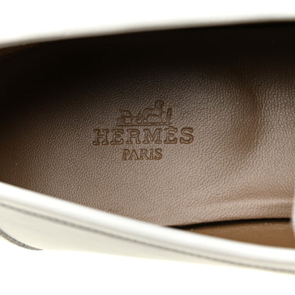 Hermes Calfskin Womens Royal Loafers 37.5 White 7 of 10