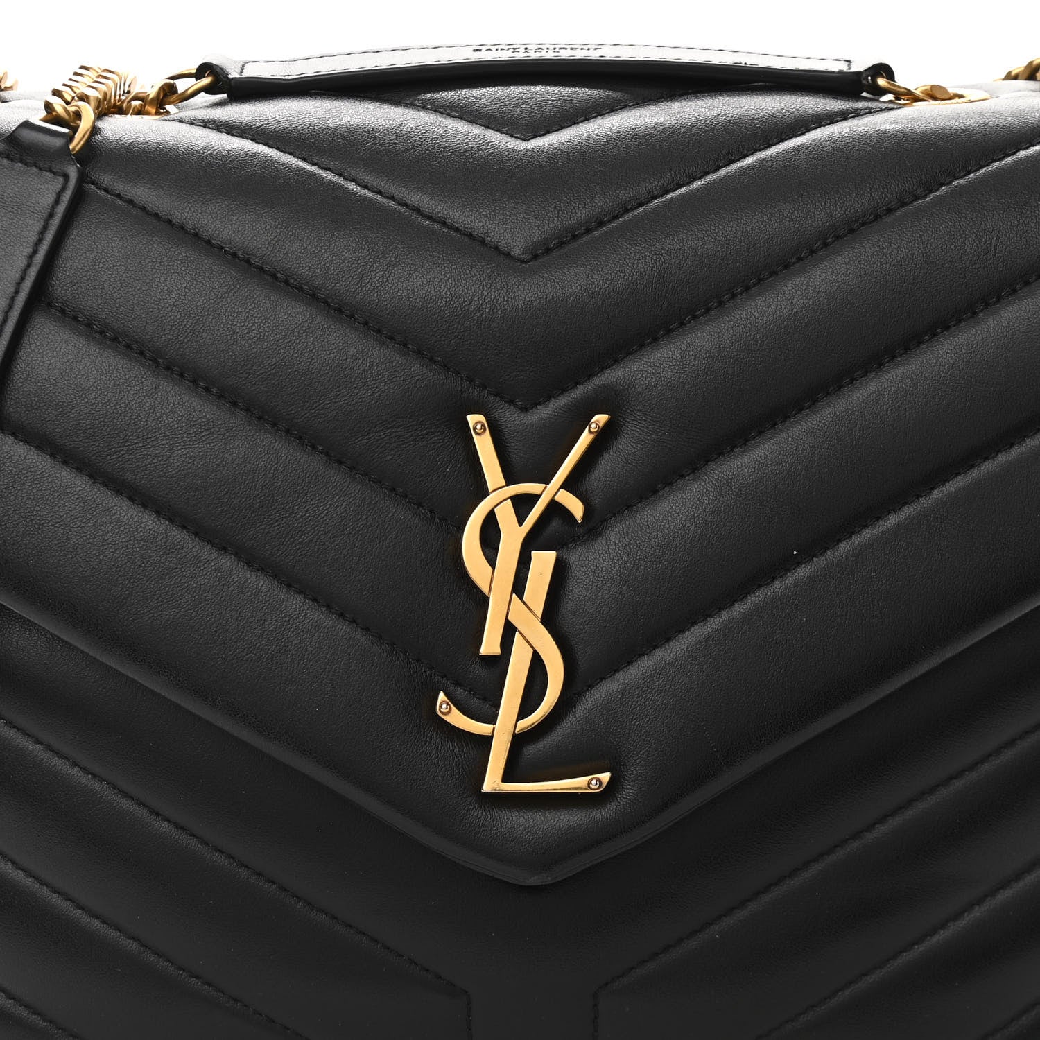 Saint Laurent Calfskin Y Quilted Monogram Medium Loulou Chain Satchel Black 9 of 15
