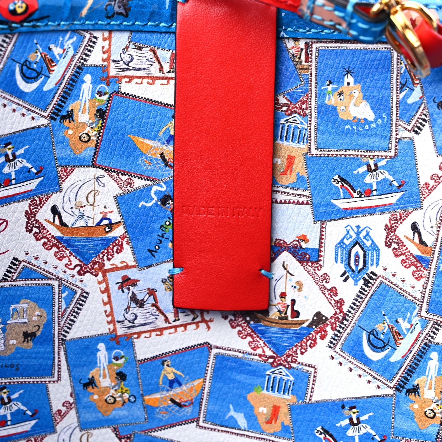 Patent Calfskin Small Greekaba Cabata Tote Blue