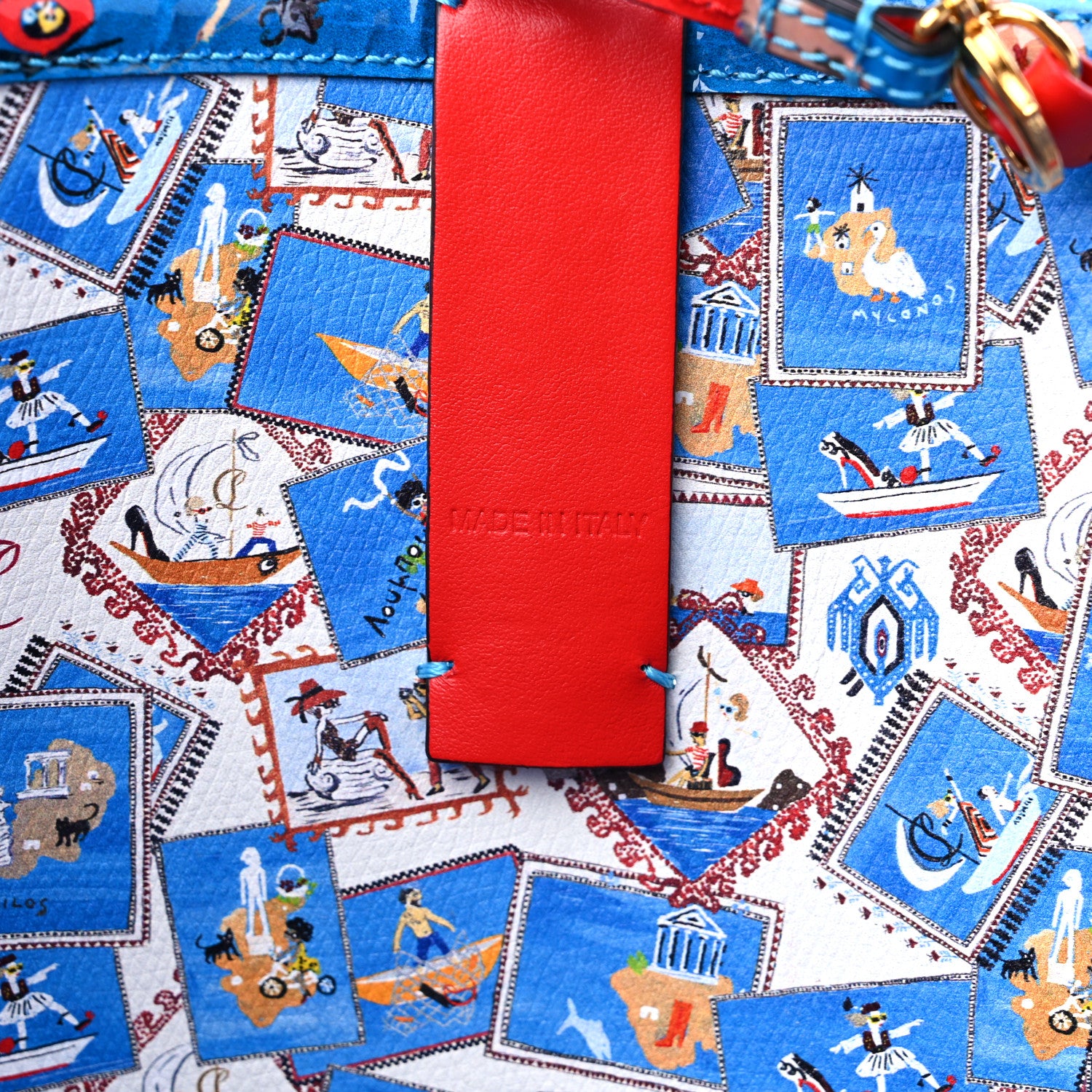 Christian Louboutin Patent Calfskin Small Greekaba Cabata Tote Blue 8 of 12