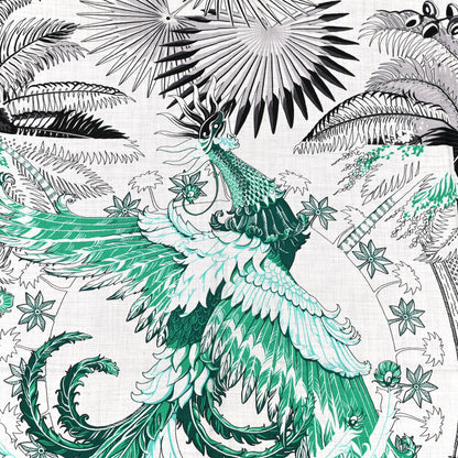 Hermes Cashmere Silk Mythiques Phoenix Coloriage Shawl 140 Gris Chine Black Vert 3 of 8