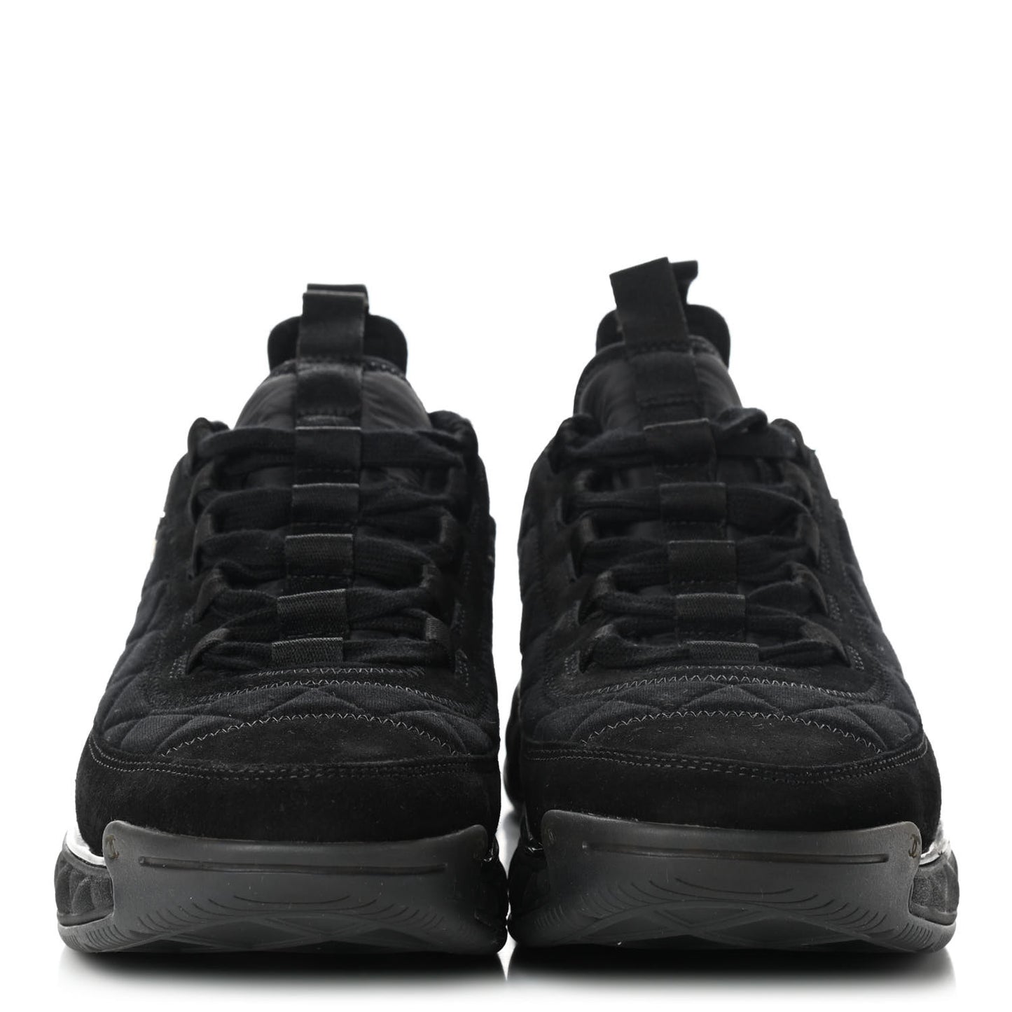 Suede Calfskin Mixed Fibers CC Sneakers 40 Black
