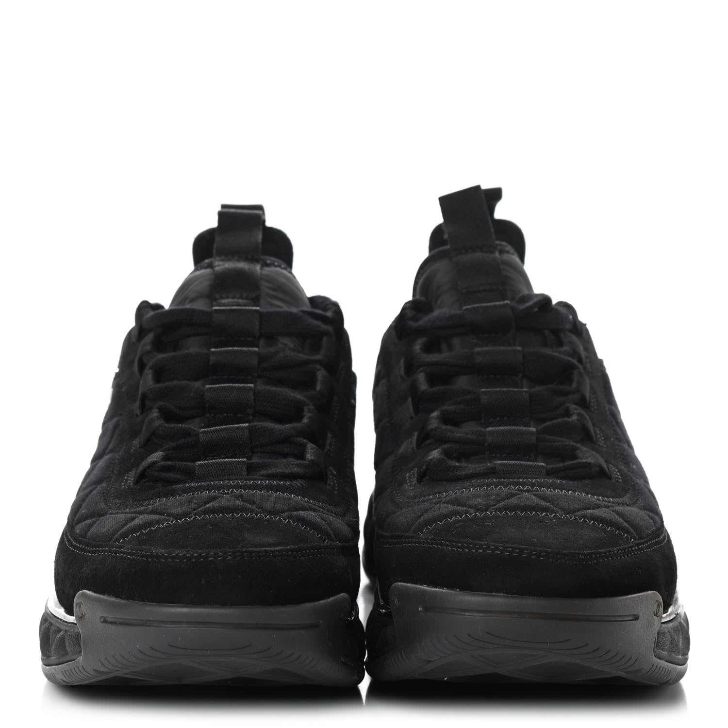 Chanel Suede Calfskin Mixed Fibers CC Sneakers 40 Black 2 of 10
