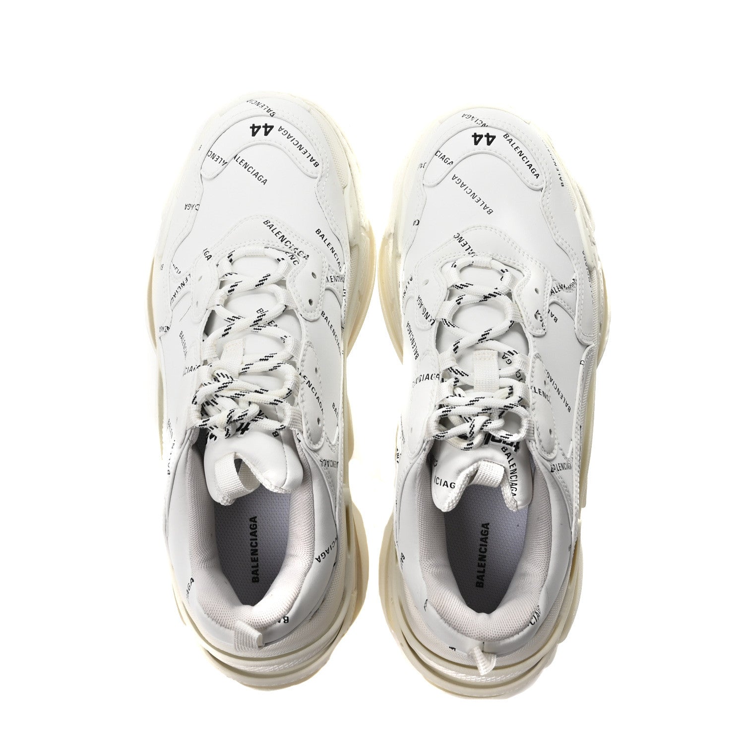 Balenciaga Technical Fabric Allover Logo Mens Triple S Sneakers 44 White Black 2 of 9