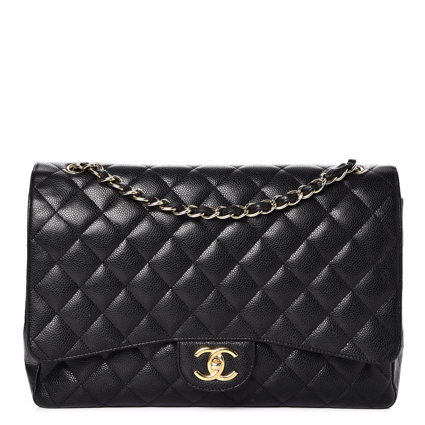 Caviar Quilted Maxi Double Flap Black