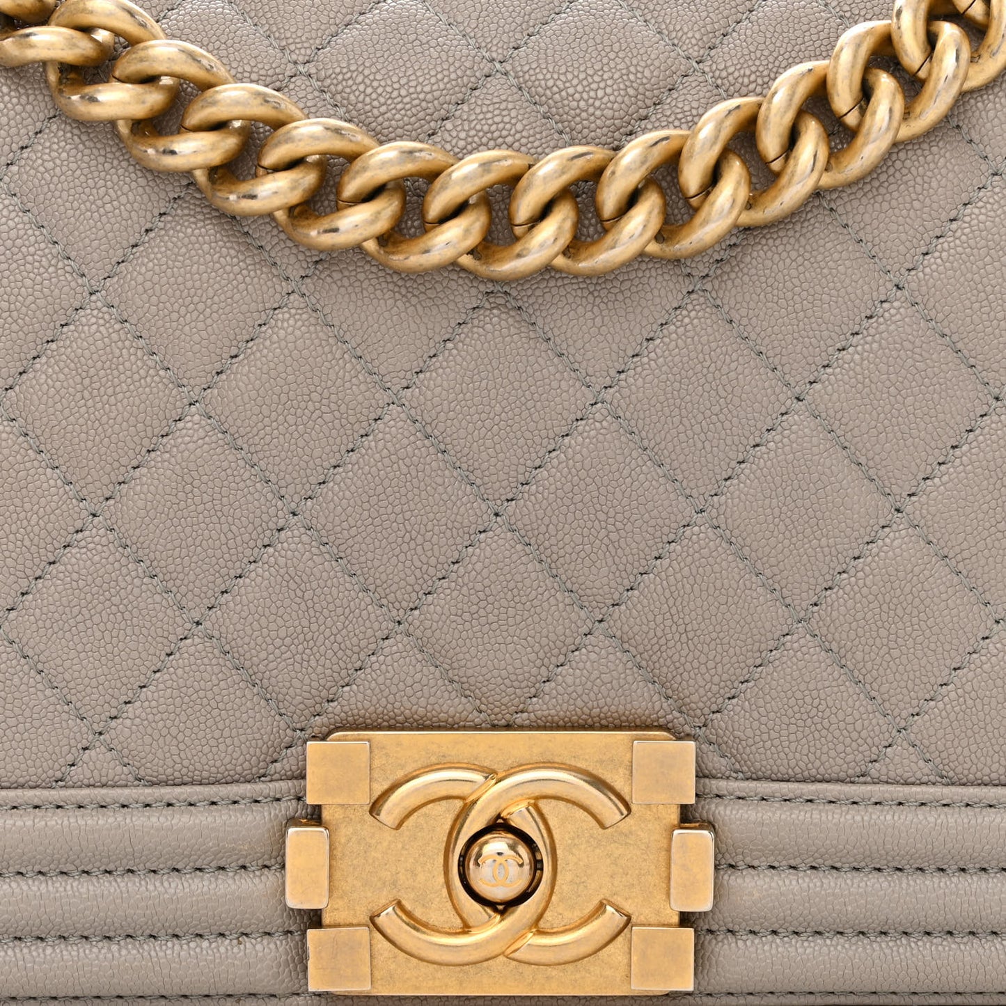 Caviar Quilted Medium Boy Flap Grey