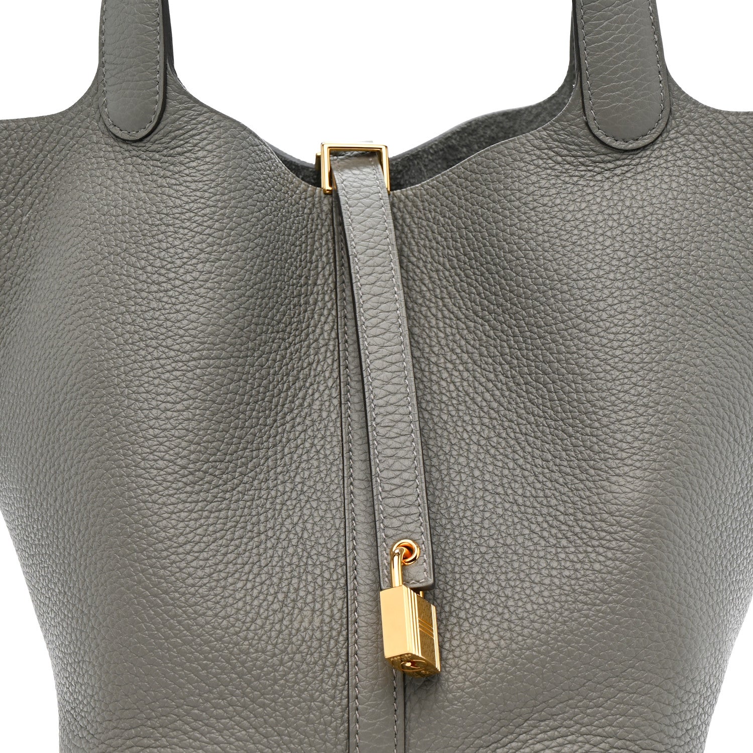 Hermes Taurillon Clemence Picotin Lock 22 MM Gris Meyer 1796094