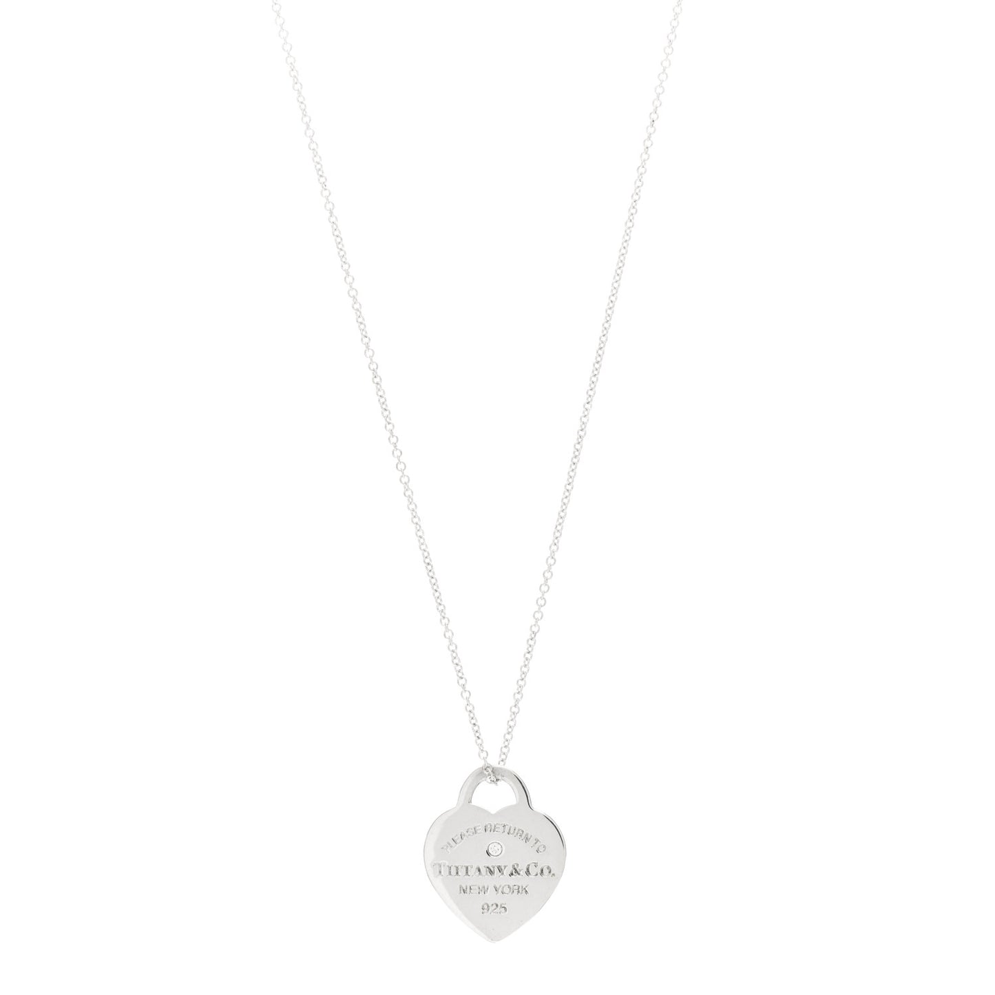 Sterling Silver Diamond Small Return to Tiffany Heart Pendant Necklace