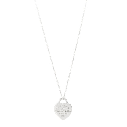 Tiffany Sterling Silver Diamond Small Return to Tiffany Heart Pendant Necklace 1 of 6