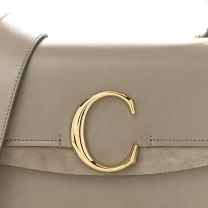 Chloe Shiny Calfskin Suede Small C Double Carry Bag Motty Grey 8 of 10