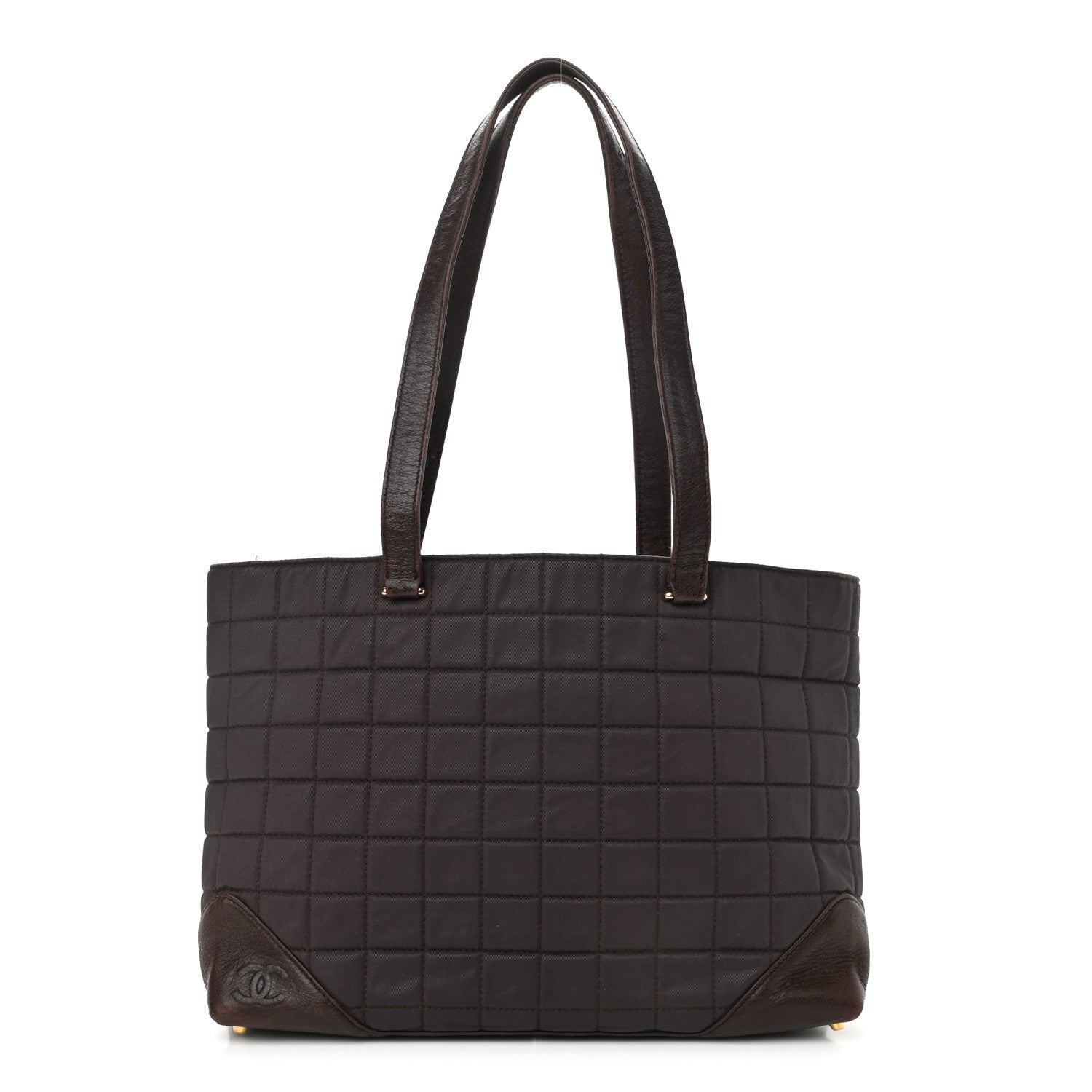 Chanel Canvas Calfskin Chocolate Bar Quilted CC Shoulder Bag Dark Brown 1 of 15