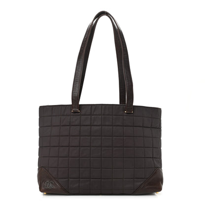 Chanel Canvas Calfskin Chocolate Bar Quilted CC Shoulder Bag Dark Brown 1 of 15