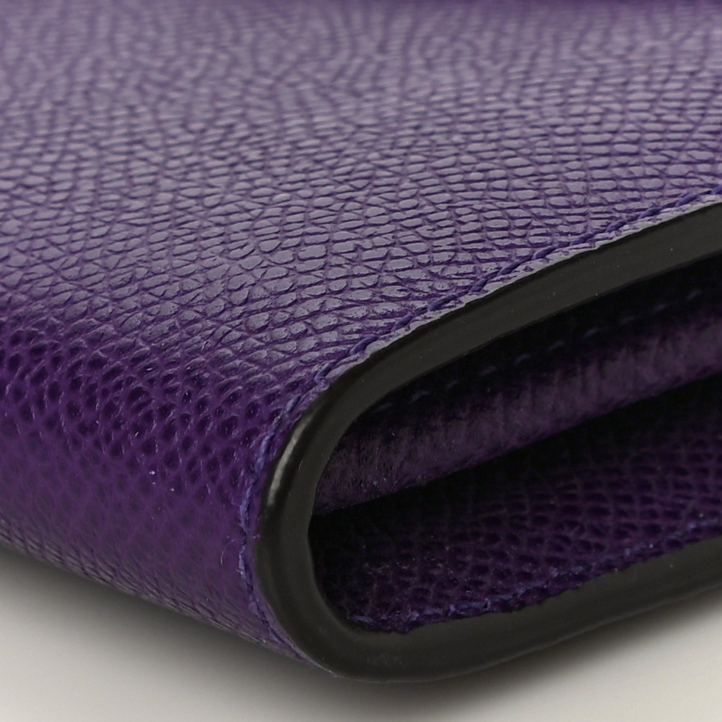 Grained Calfskin Large Trotteur Multifunction Flap Wallet Purple