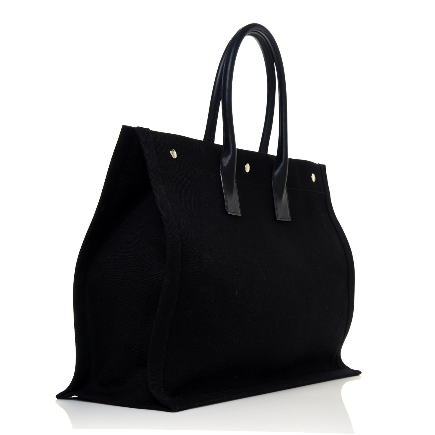 Linen Calfskin Rive Gauche Tote Black