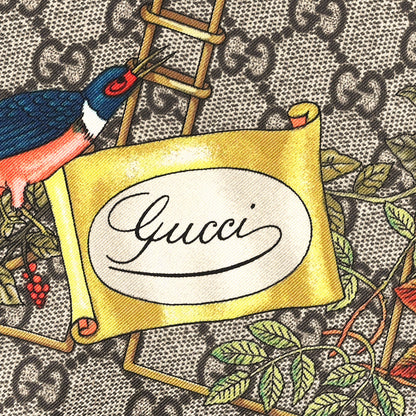 Gucci Silk Twill GG Monogram Animal Floral Print Scarf Brown Multicolor 2 of 4