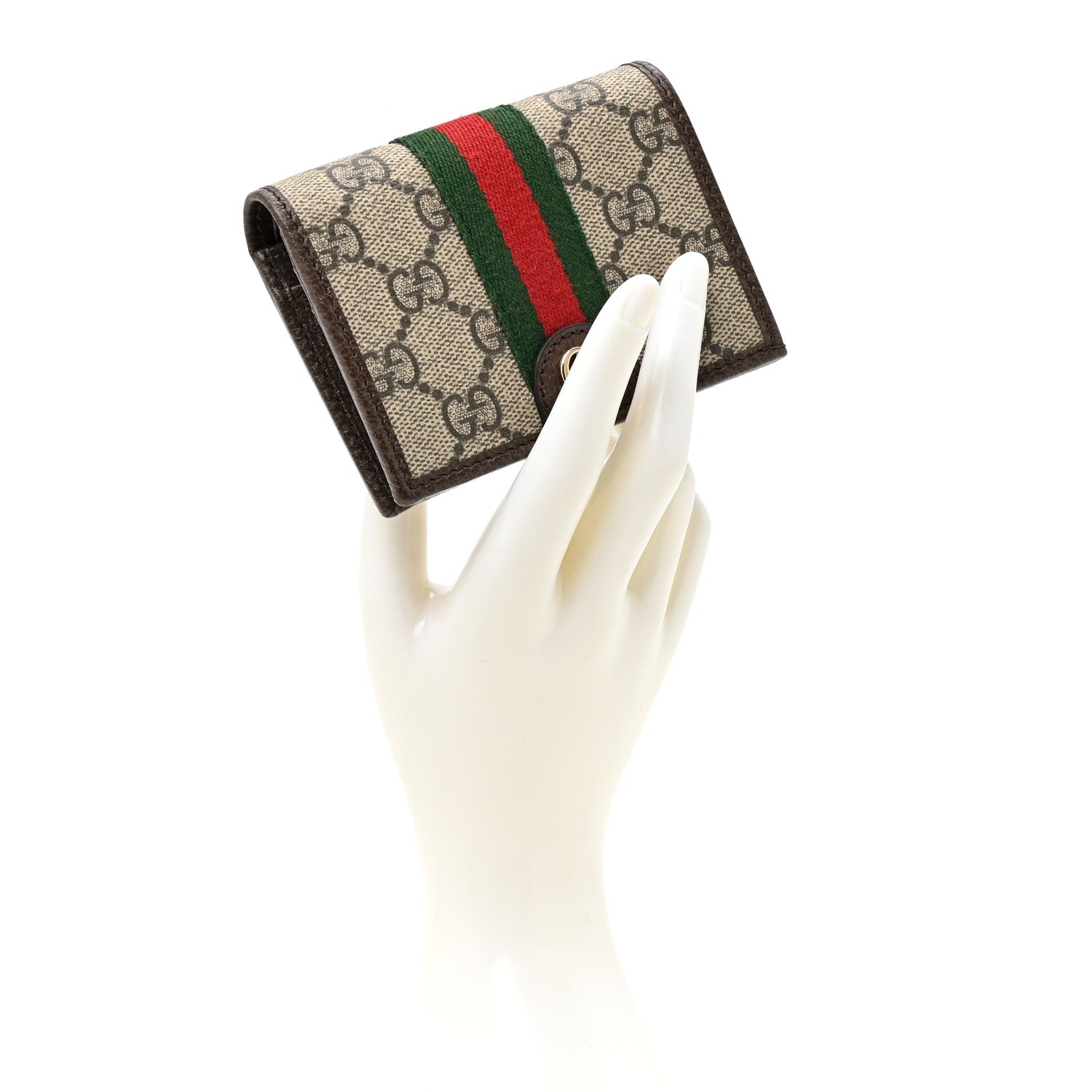 Gucci GG Supreme Monogram Web Ophidia Small Wallet Beige Dark Brown Beige Dark Brown 2 of 9