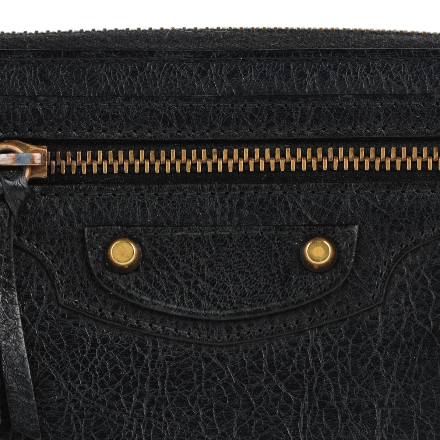 Agneau Classic Hardware Continental Zip Around Wallet Black