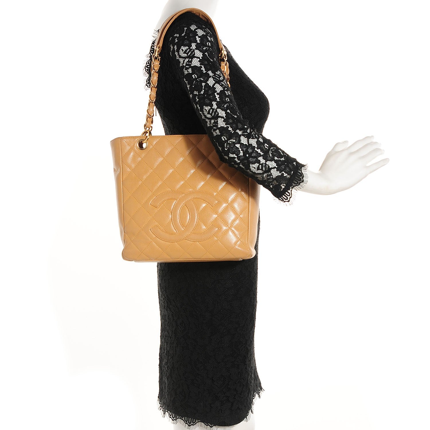 Chanel Caviar Quilted Petit Shopping Tote PST Beige 2 of 8