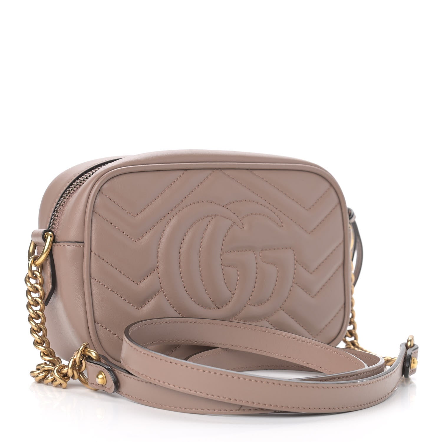Gucci Calfskin Matelasse Mini GG Marmont Chain Shoulder Bag Porcelain Rose 3 of 13