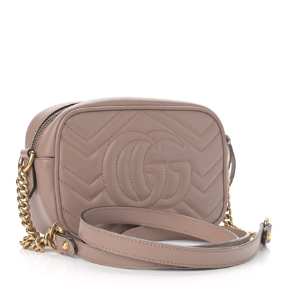 Gucci Calfskin Matelasse Mini GG Marmont Chain Shoulder Bag Porcelain Rose 3 of 13