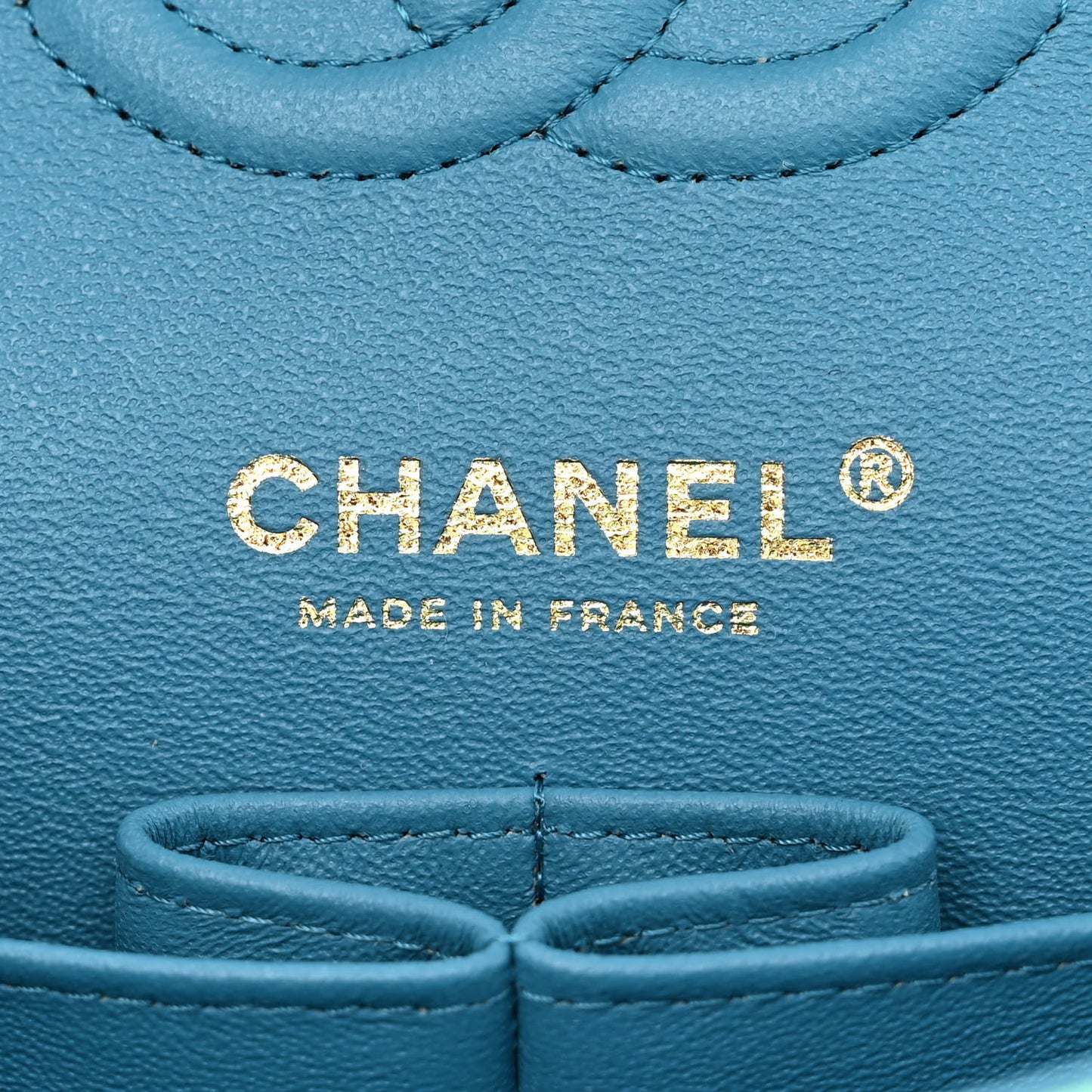Lambskin Quilted Small Double Flap Green Blue