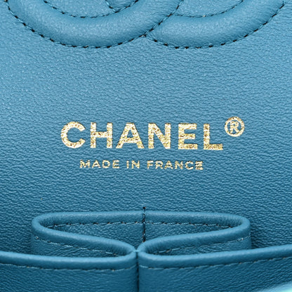 Chanel Lambskin Quilted Small Double Flap Green Blue 6 of 10