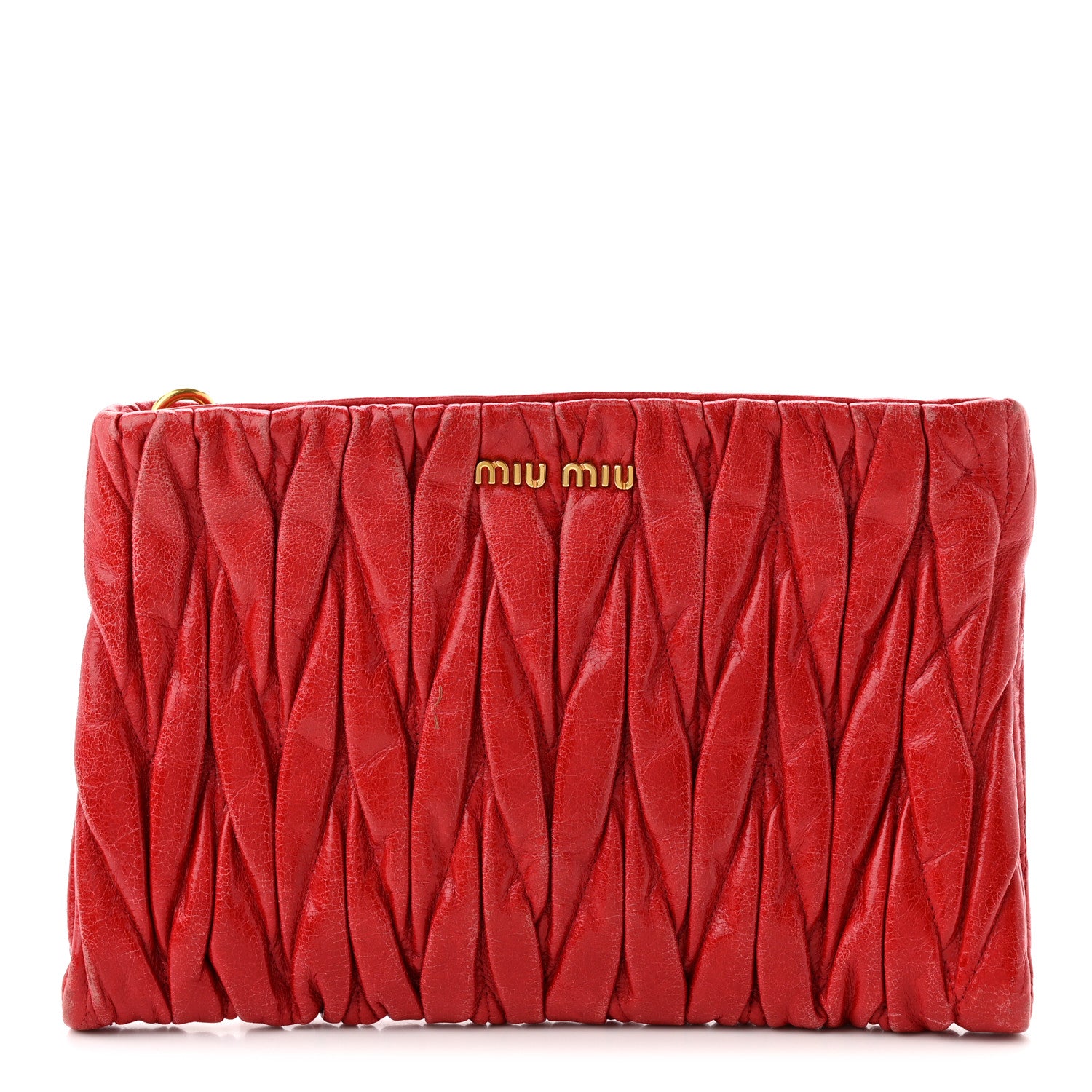 Miu Miu Nappa Matelasse Lux Pouch Fuoco 1 of 8