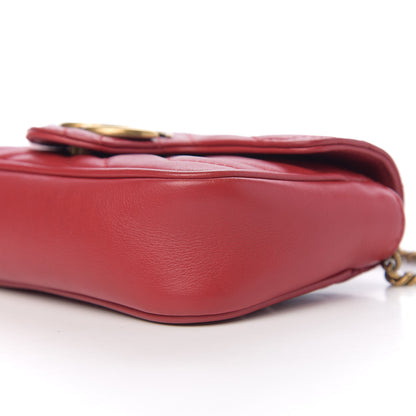 Gucci Calfskin Matelasse Super Mini GG Marmont Shoulder Bag Hibiscus Red 8 of 9