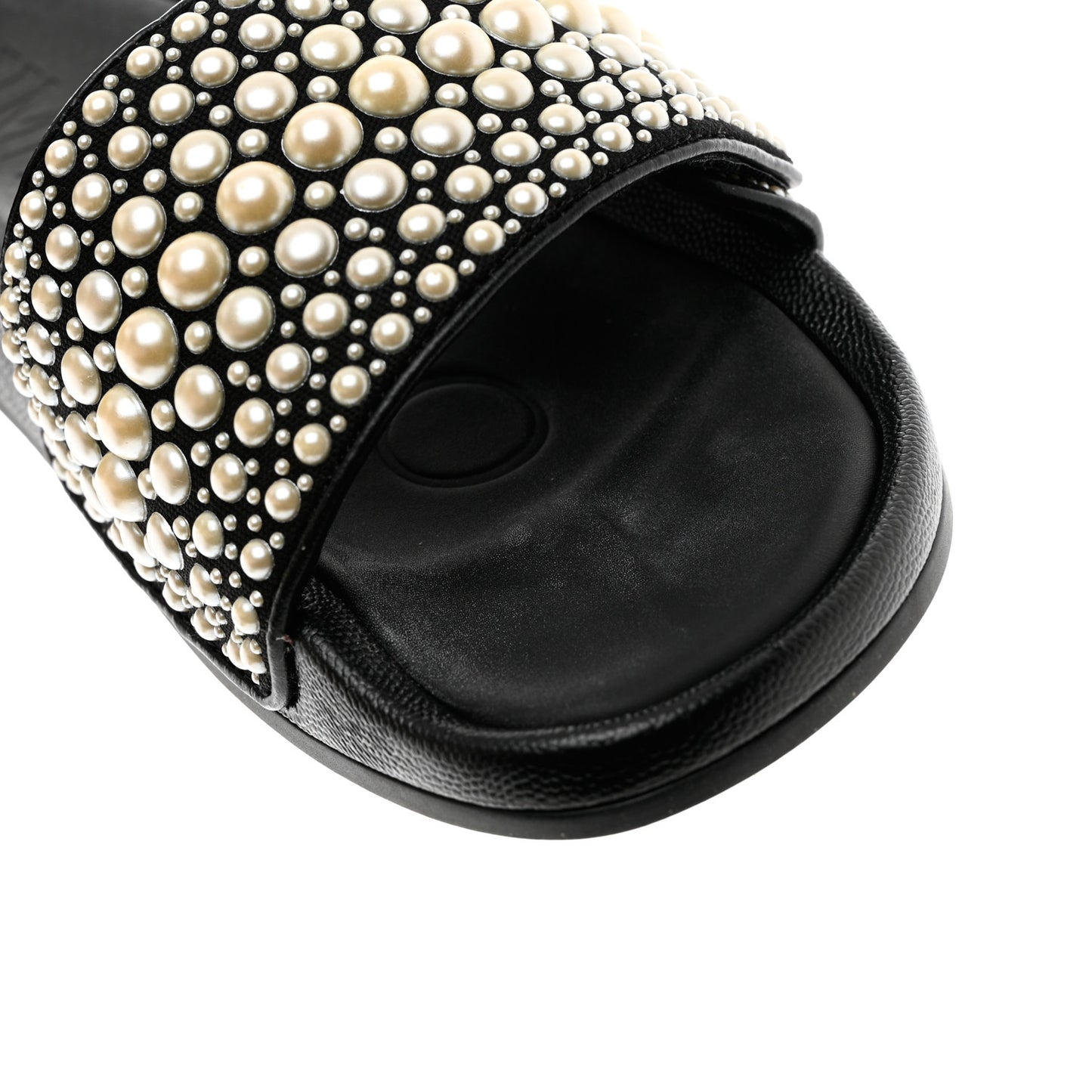 Canvas Pearl Embellished Fitz Slide Sandals 37 Black