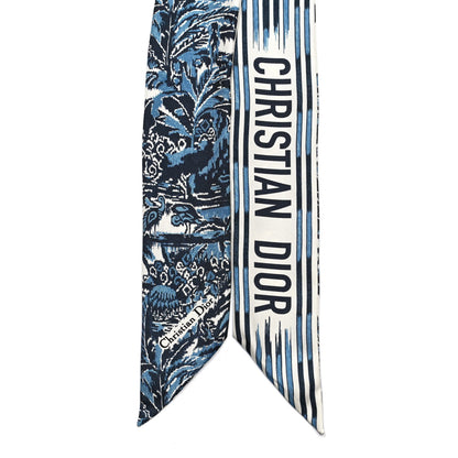 Christian Dior Silk Palm Tree Mitzah Scarf Blue 2 of 3