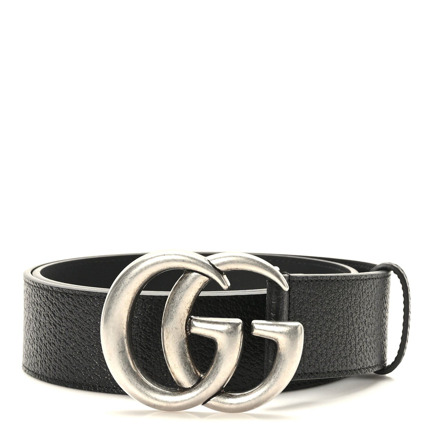 Textured Dollar Calfskin Nickel Double G 40mm Belt 85 34 Black