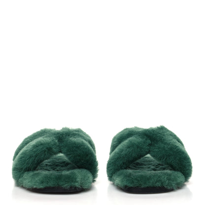 Hermes Woolskin Oran Sandals 38 Vert Anglais 2 of 8