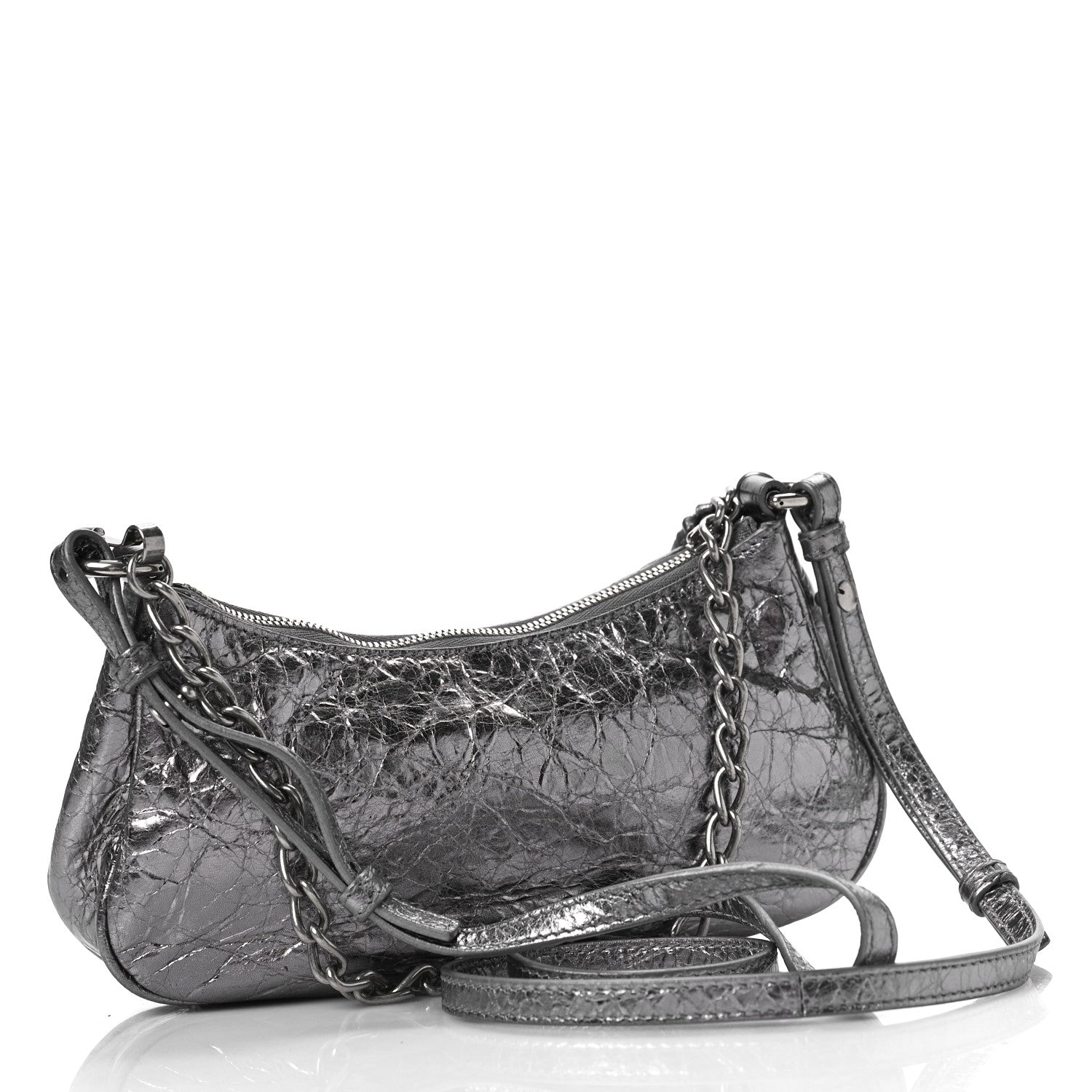 Balenciaga Metallic Agneau Arena Le Cagole Purse With Chain Mini Silver 3 of 8