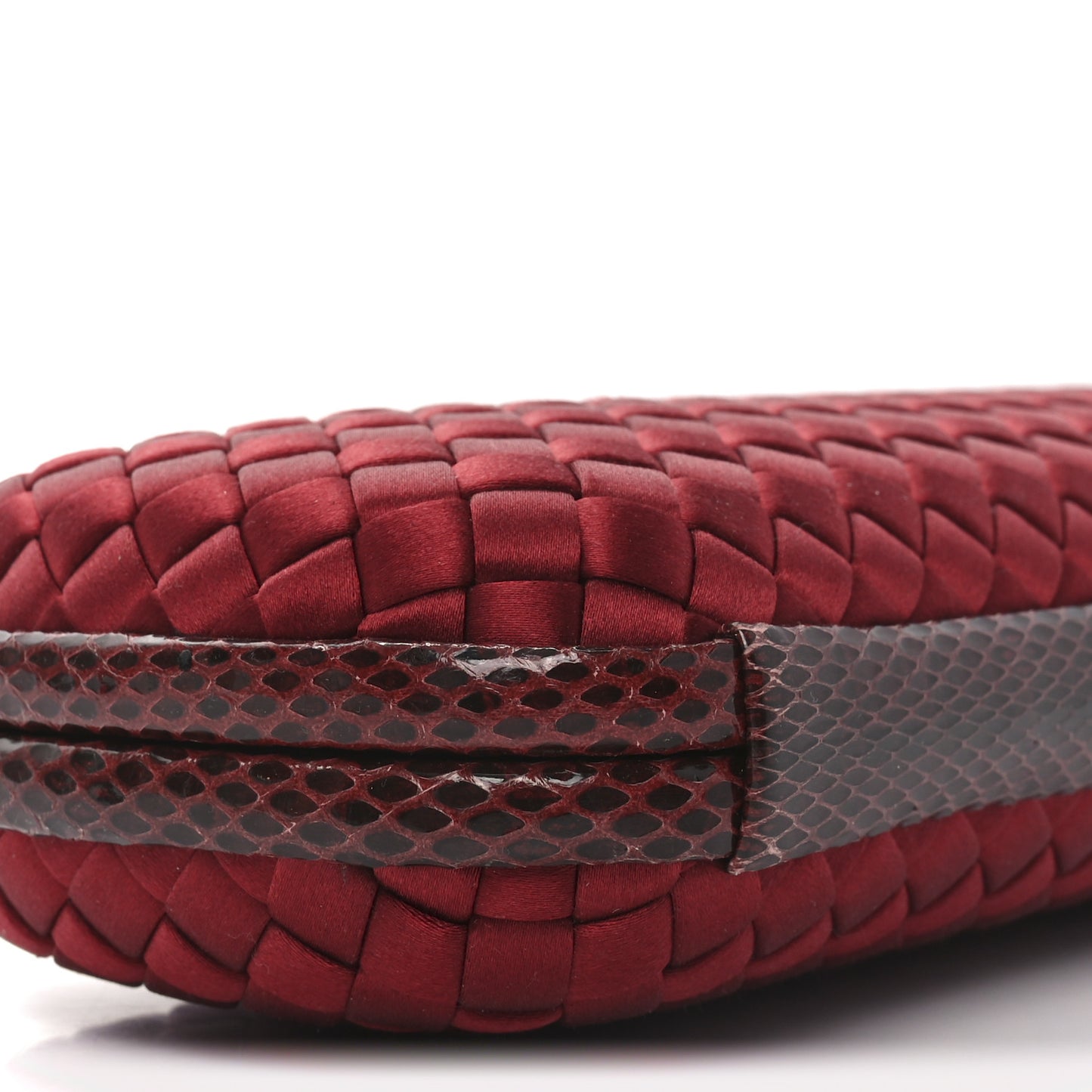 Satin Intreccio Impero Snakeskin Stretch Knot Clutch Red