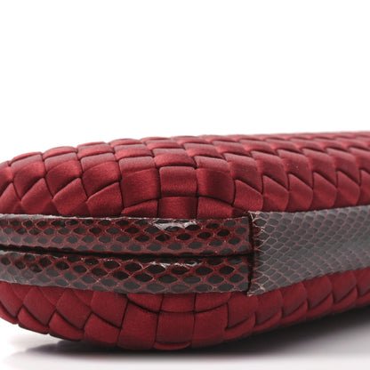Bottega Veneta Satin Intreccio Impero Snakeskin Stretch Knot Clutch Red 7 of 8