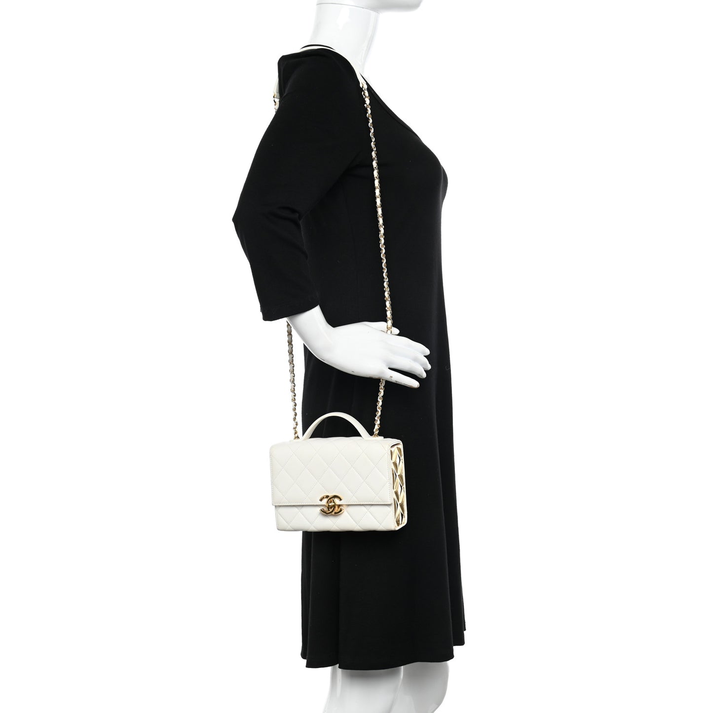 Lambskin Quilted Mini Golden Plate Flap White