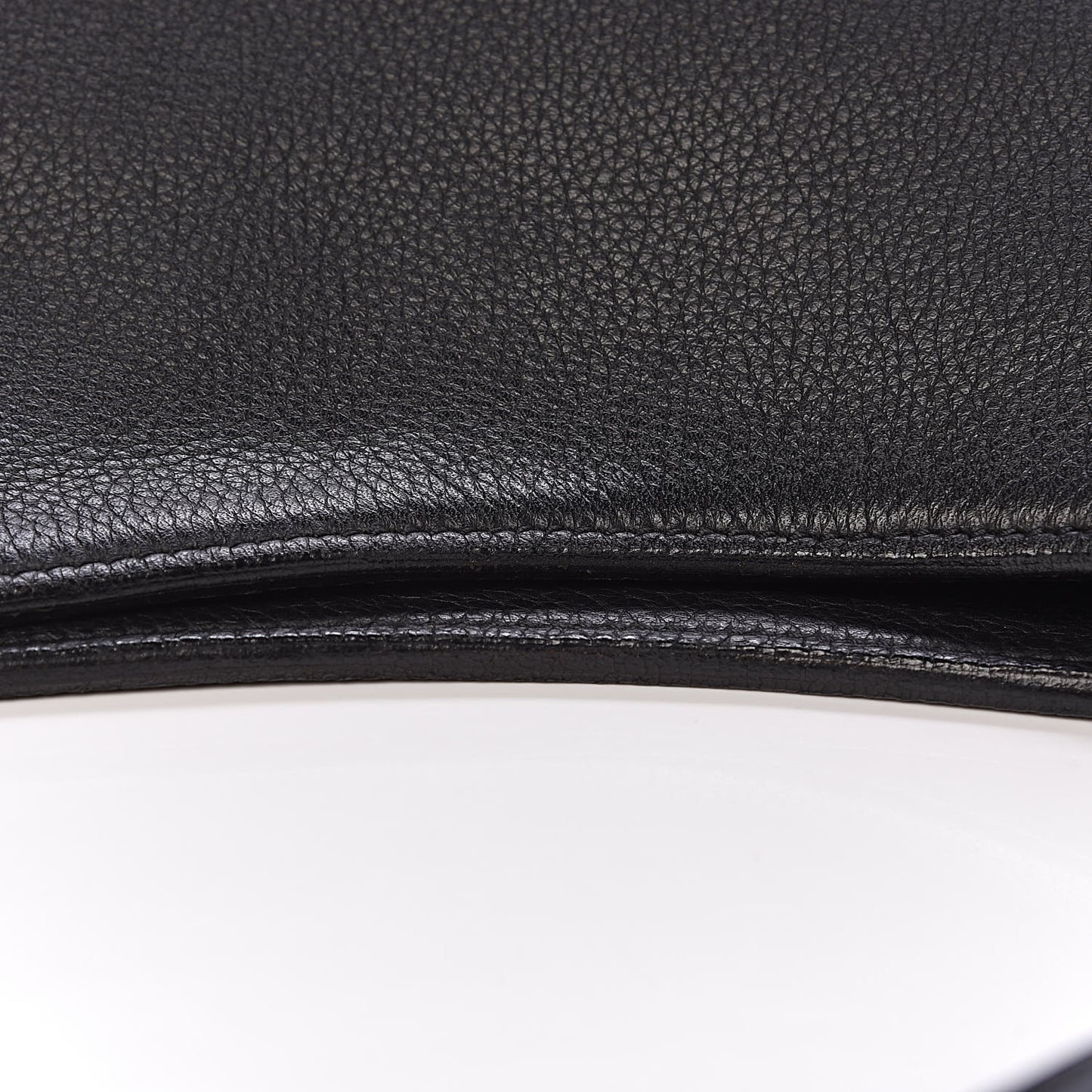Grained Calfskin Large Shoulder Bag Black