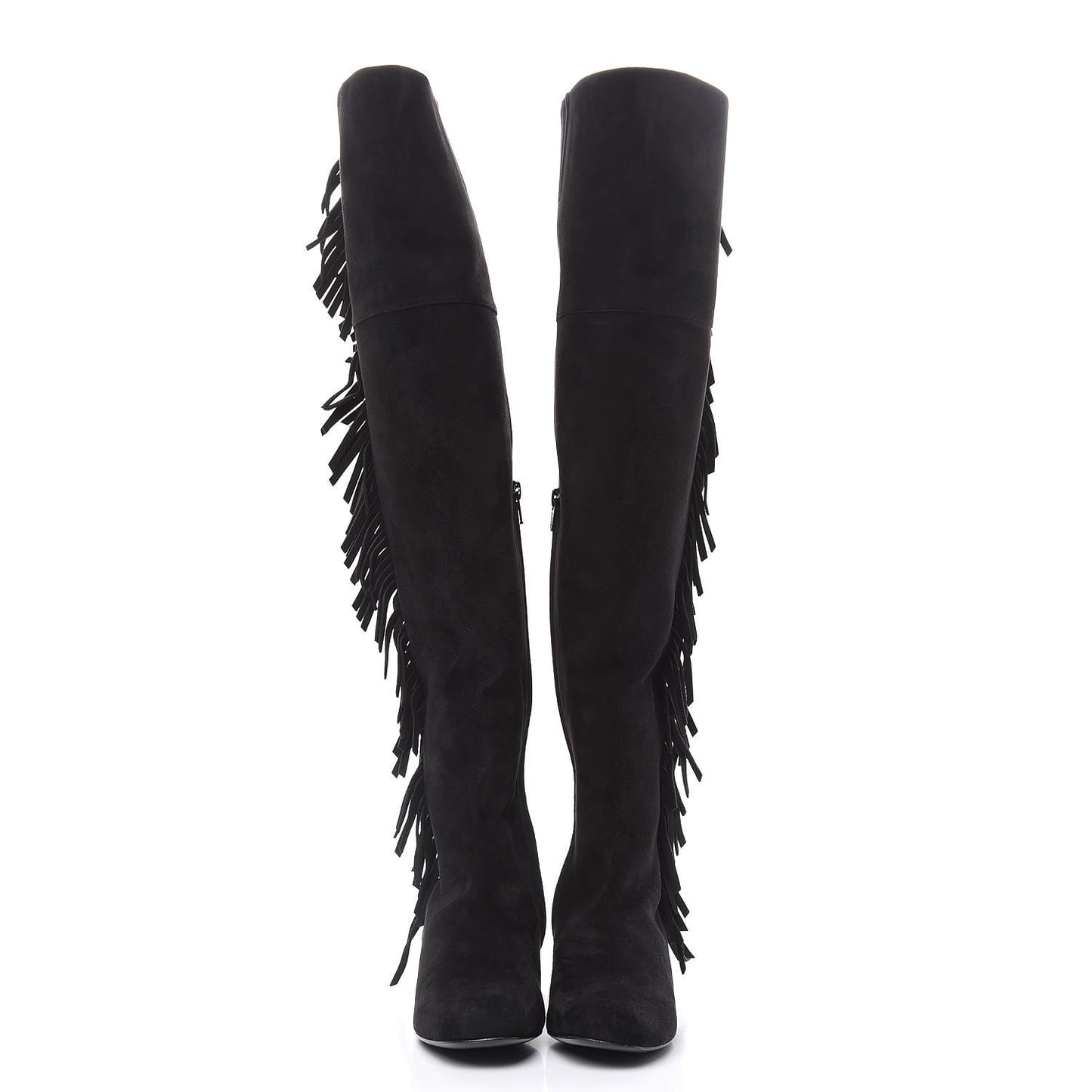 Suede Goatskin BB 20 Over The Knee Fringed Boots 38.5 Black