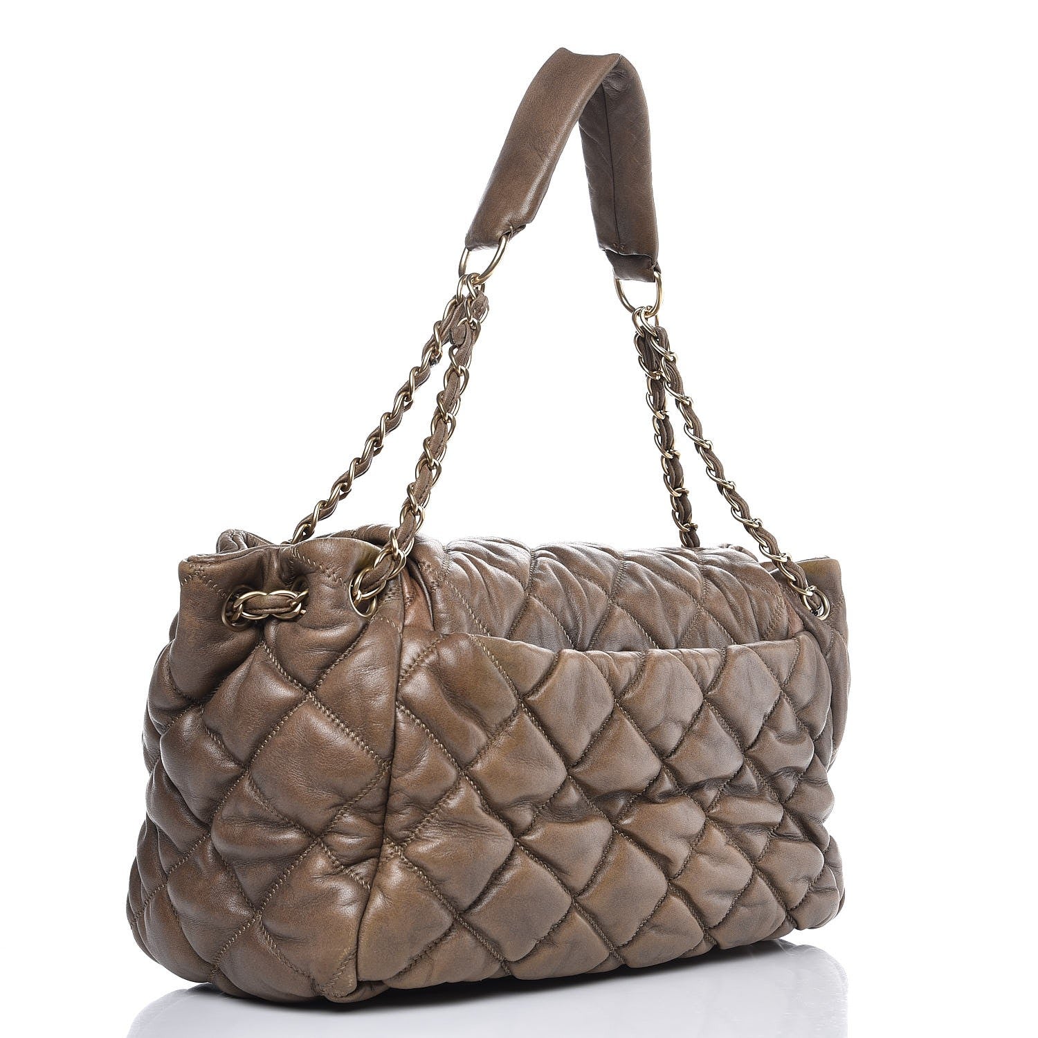 Chanel Lambskin Bubble Quilt Flap Bag Dark Beige 3 of 8
