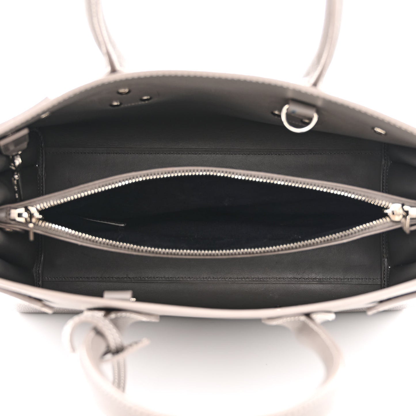 Grained Calfskin Topstitch Small Sac De Jour Grey