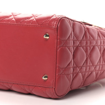 Christian Dior Lambskin Cannage Medium Lady Dior Red 6 of 12