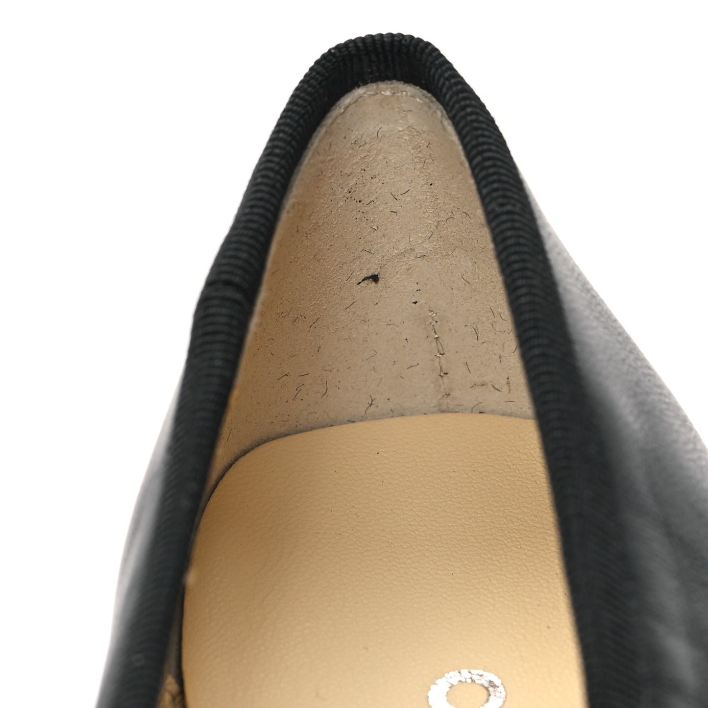 Lambskin Cap Toe CC Uniform Ballerina Flats 36.5 Black