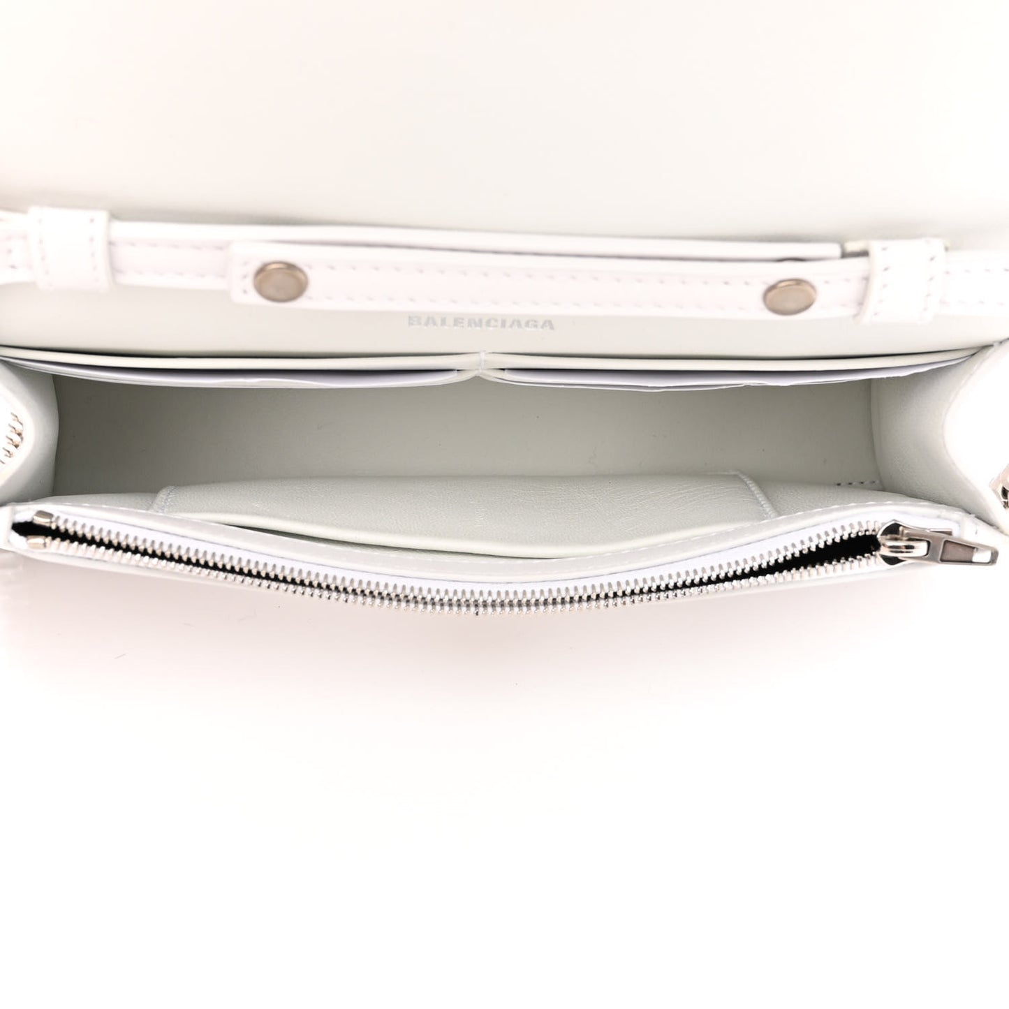 Shiny Box Calfskin Strass Hourglass Chain Bag White