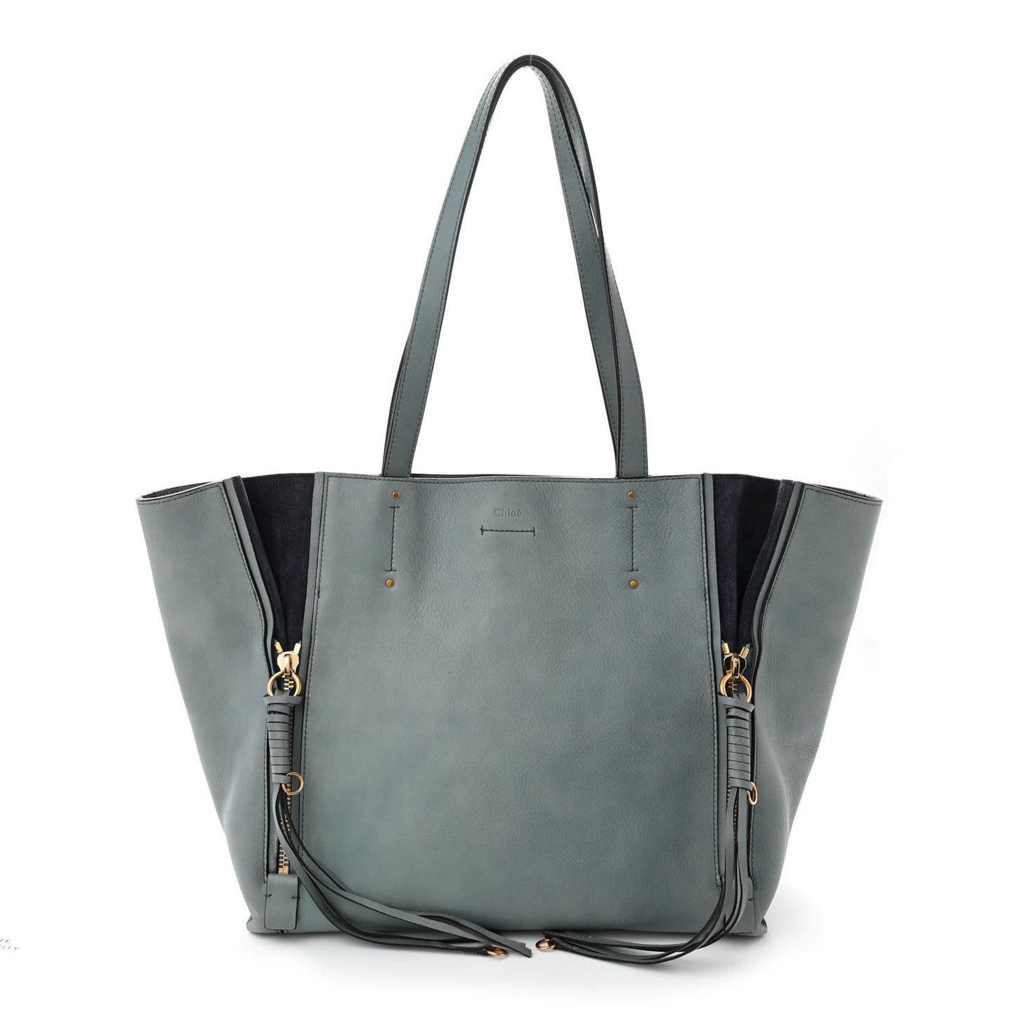 Smooth Calfskin Medium Milo Shopping Tote Cloudy Blue