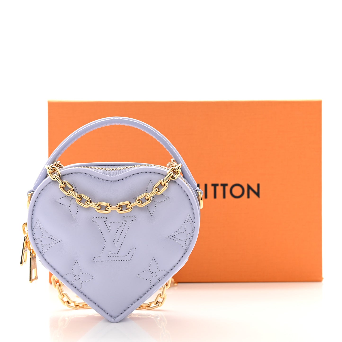 Calfskin Embroidered Monogram Pop My Heart Bag Pouch Lilac